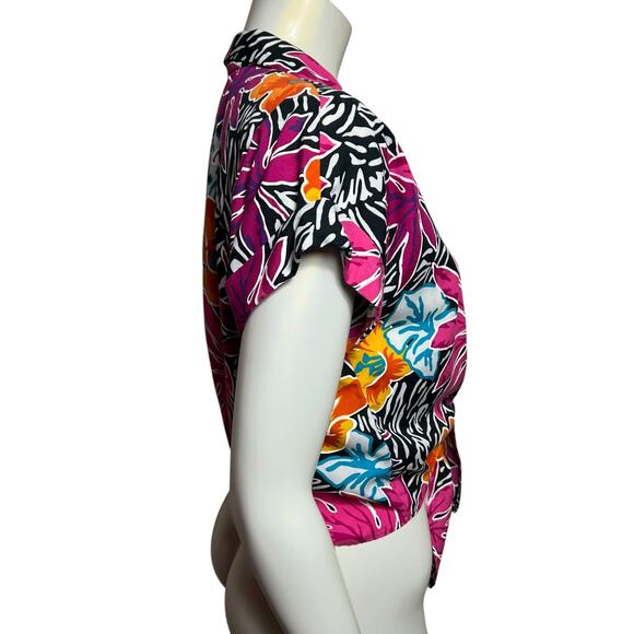 Michele Leslie Colorful Tropical Floral Button-Up Shirt - Size L - Picture 2 of 7